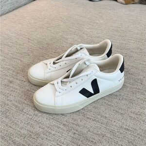 Veja Cream and Navy Campo Sneakers